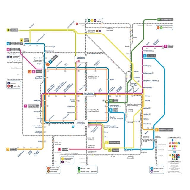 Mapa da estação de metrô de Bruxelas